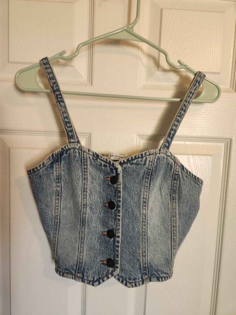 Arizona Jean Company Blue Denim Button Corset Top
